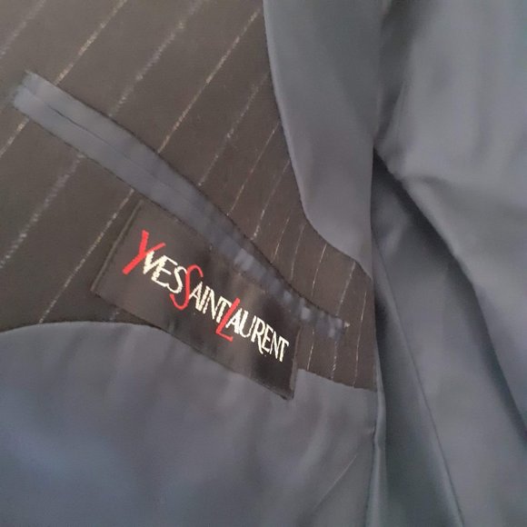 4500cad YSL Pinstripe double breasted navy Blue pure fine wool CEO blazer MEDIUM - Picture 5 of 11